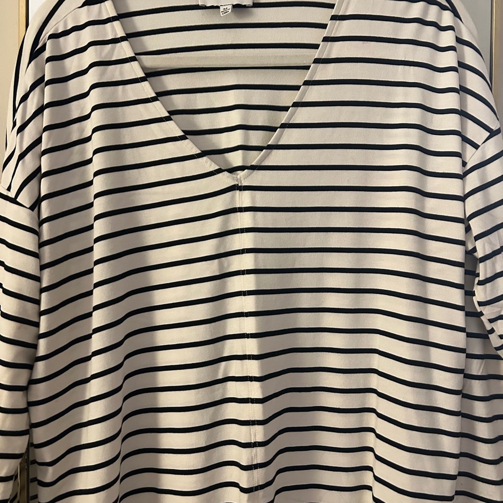 Gibson Black and White Striped Top